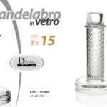 CANDELABRO CANDELIERE PORTACANDELA VETRO TRASPARENTE VINTAGE MODERNO 15*8 CM