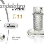 CANDELABRO CANDELIERE PORTACANDELA VETRO TRASPARENTE VINTAGE MODERNO 11*8 CM