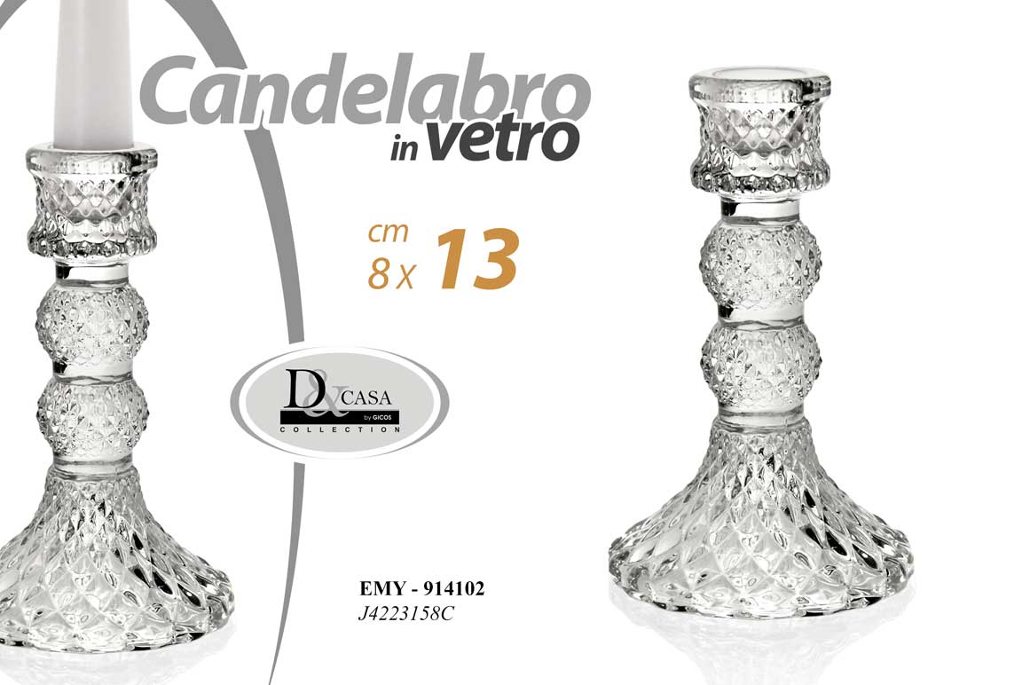 8025569914102 EMY/P.CANDELA VETRO 8*8*12,5CM J4223158C - immagine 1