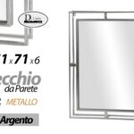 SPECCHIO PARETE METALLO ARGENTO RETTANGOLARE SPECCHIERA CLASSICO MODERNO 71*51cm