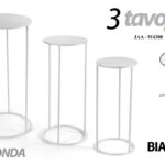 SET 3 TAVOLINI TONDI ROTONDI COLONNINE METALLO BIANCO TAVOLO PIANTA 70/60/50 cm