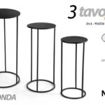 SET 3 COLONNINE TAVOLINI TONDI METALLO NERO TAVOLO TONDO PORTA PIANTE 70/60/50cm