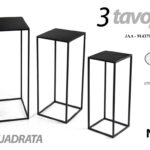 SET 3 COLONNINE QUADRATE TAVOLINI METALLO NERO TAVOLO PORTA PIANTE 70/60/50 cm
