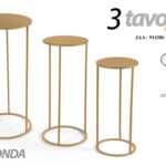 3 TAVOLINI TONDI METALLO ORO COLONNINA ROTONDA TAVOLINO PORTA PIANTA 70-60-50cm