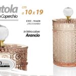 SCATOLA POTICHE ACCESSORI BAGNO PORTAGIOIE STIL Diamante VETRO ARANCIONE Ø10*19