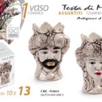 VASO TESTA DI MORO UOMO DONNA STIL SICILIA CERAMICA CENTROTAVOLA 13*10cm