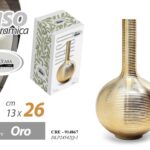 VASO FIORI CERAMICA ORO COLOR DESIGN RIGATO COLLO STRETTO DESIGN MODERNO 26 CM