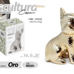 CANE CERAMICA ORO BOMBONIERA SOPRAMMOBILE MODERNO ARREDO CASA DESIGN 20*14 CM