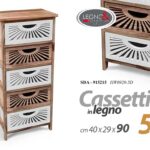 CASSETTIERA MOBILETTO 5 CASSETTI LEGNO SLIM SALVASPAZIO BIANCA MARRONE 90*40*29
