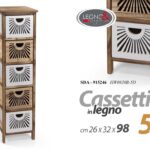CASSETTIERA MOBILETTO SLIM SALVASPAZIO 5 CASSETTI LEGNO BIANCA MARRONE h98*26*32