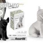 CANE SOPRAMMOBILE BOMBONIERA SCULTURA CERAMICA MODERNO NERO BIANCO ASSOR 20 cm