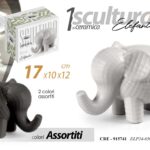 ELEFANTE SOPRAMMOBILE BOMBONIERA SCULTURA CERAMICA MODERNO NERO BIANCO ASS 17*10