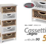 CASSETTIERA MOBILETTO 5 CASSETTI SLIM SALVASPAZIO TRAFORATA MARRONE h90*40*29 cm