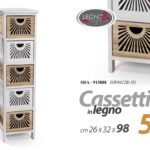CASSETTIERA MOBILETTO SLIM SALVASPAZIO 5 CASSETTI FORATA BIANCA MARRONE 98*26*32