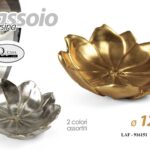 VASSOIO TONDO IN RESINA COLOR ORO ARGENTO ASSOR FIORI CLASSICO MODERNO 12*12*3cm
