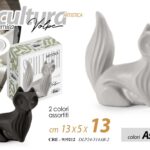 VOLPE SOPRAMMOBILE BOMBONIERA SCULTURA CERAMICA MODERNO NERO BIANCO ASS 13*13 CM