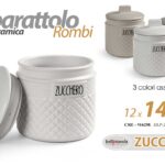 Barattolo zucchero tondo cucina ceramica design rombi moderno elegante ass 14x12