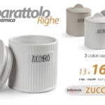 BARATTOLO ZUCCHERO CUCINA CERAMICA BIANCO GRIGIO BEIGE MODERNO RIGHE CRE 12*10cm