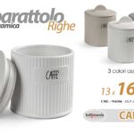 BARATTOLO CAFFè CUCINA CERAMICA BIANCO GRIGIO BEIGE MODERNO RIGHE CRE 12*10cm