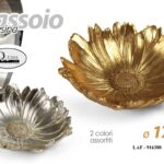 VASSOIO TONDO IN RESINA COLOR ORO ARGENTO ASSOR FIORE CLASSICO MODERNO 17*16*4cm