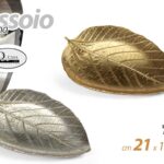 VASSOIO FOGLIA IN RESINA COLOR ORO ARGENTO ASSOR CLASSICO MODERNO 21*14*2cm