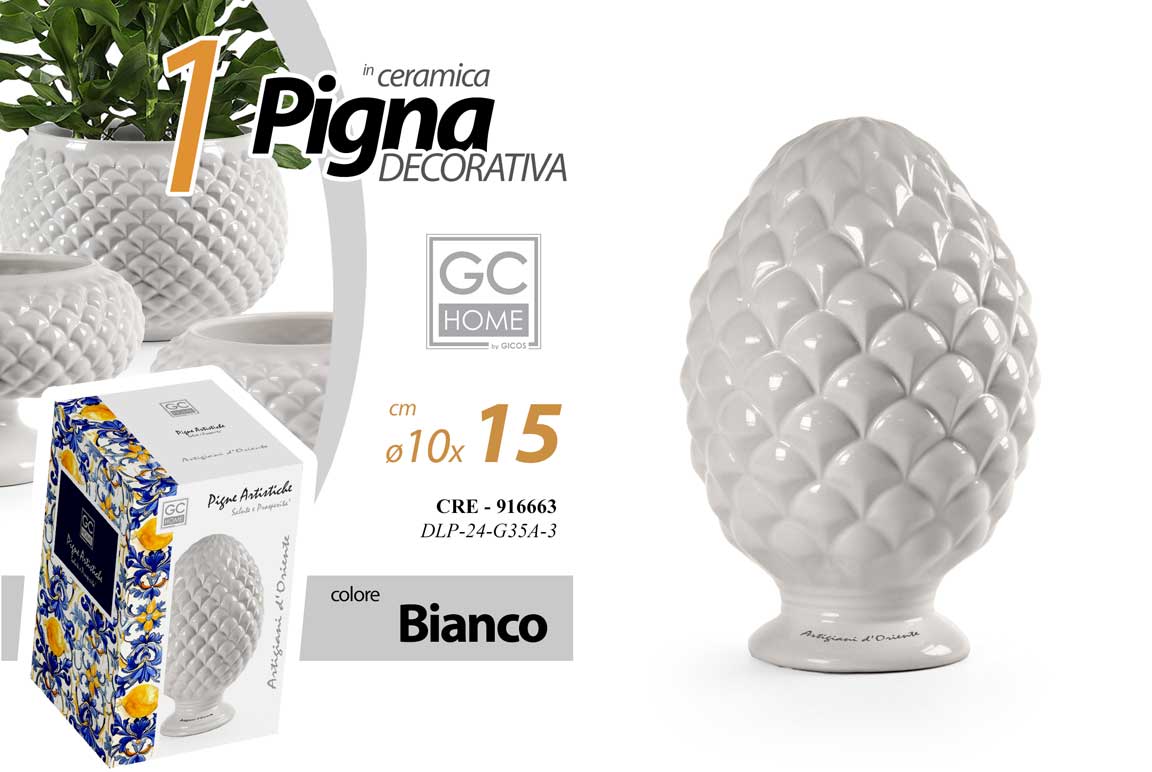 8025569916663 PIGNA IN CERAMICA SICILIANA STIL DECORATIVA SEGNAPOSTO CENTROTAVOLA BIANCA 15*10 - immagine 1
