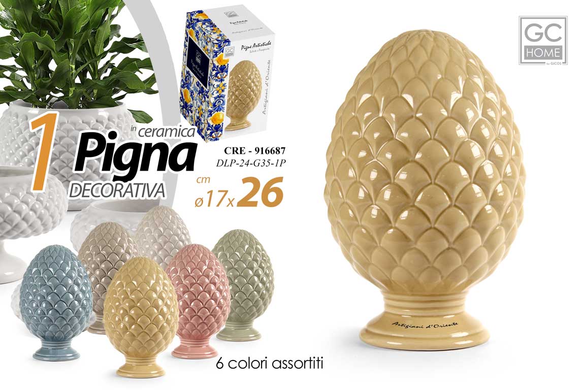 8025569916687 PIGNA IN CERAMICA SICILIANA STIL DECORATIVA SEGNAPOSTO CENTROTAVOLA COLOR 26*17 - immagine 1