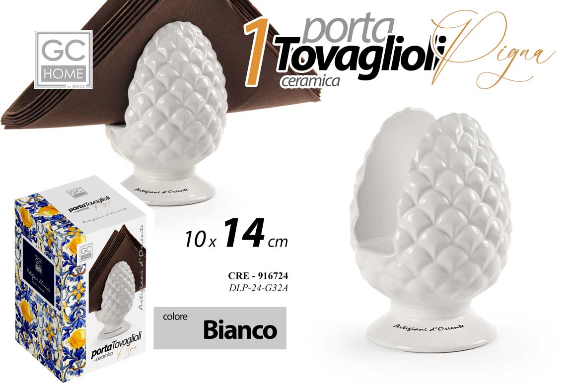 8025569916724 PORTATOVAGLIOLI PIGNA DA TAVOLO CERAMICA STIL SICILIA CLASSICO MODERNO 14*10 cm - immagine 1