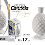 PORTACANDELA CANDELABRO PIGNA CERAMICA BIANCA DESIGN SICILIA CASA MODERNO 17*10