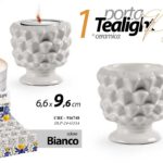 PORTACANDELA PIGNA CERAMICA BIANCA GIARDINO MATRIMONIO LANTERNA TEALIGHT 7 cm