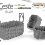 Set 3 ceste rettangolari intrecciate con manici portaoggetti grigio 33-20-20