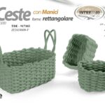 3 Ceste portaoggetti verde rettangolari cestini armadio bagno organizer 33-20-20