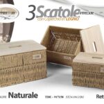 3 SCATOLE CONTENITORI SET PORTA OGGETTI ACCESSORI RETT COPERCHIO LEGNO 35/31/27