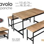 TAVOLO 2 PANCHE METALLO PIANO LEGNO NATURALE SALVASPAZIO CASA GIARDINO TERRAZZO