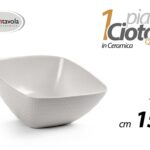Ciotola insalatiera quadrata ceramica bianca moderno cucina tavola elegante 15cm