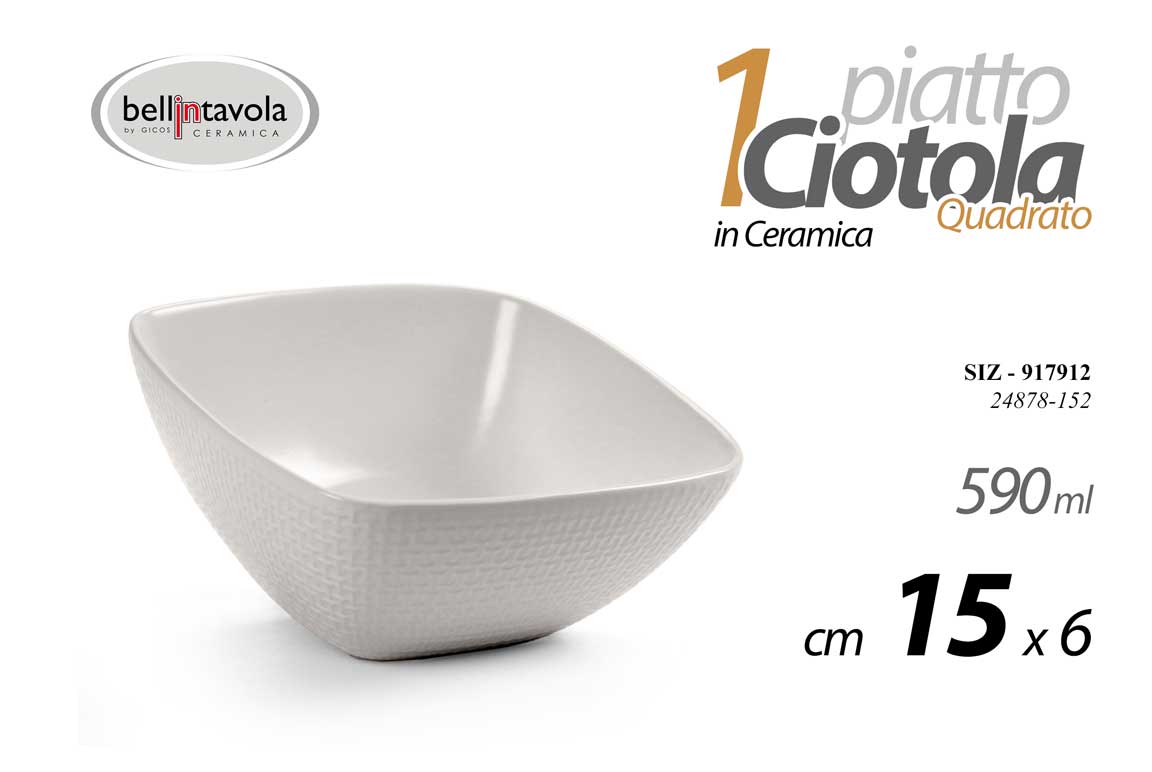 8025569917912 Ciotola insalatiera quadrata ceramica bianca moderno cucina tavola elegante 15cm - immagine 1