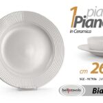 Piatto piano tondo ceramica bianco design moderno cucina tavola elegante 26*3 cm