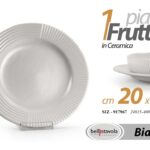 Piatto dolce frutta dessert tondo ceramica bianco moderno tavola elegante 20 cm