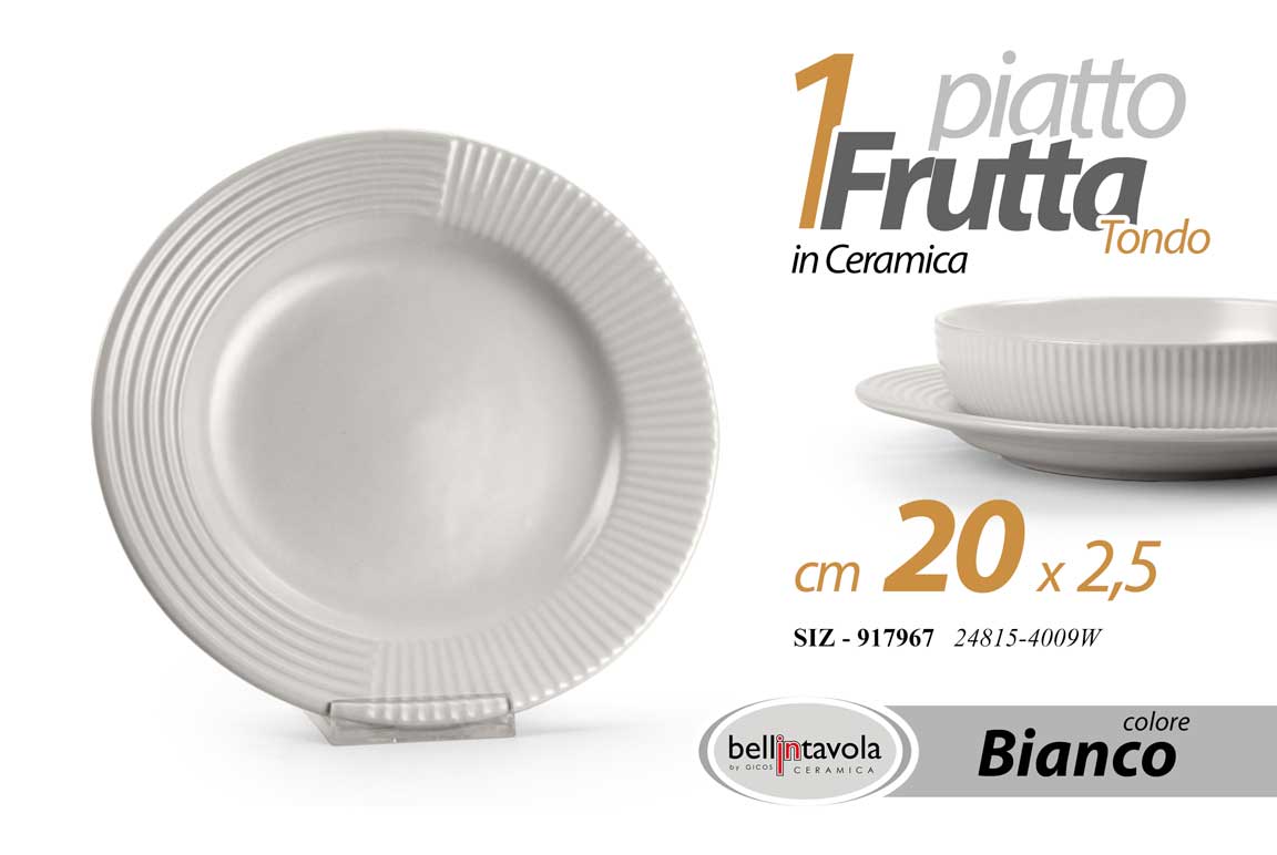 8025569917967 Piatto dolce frutta dessert tondo ceramica bianco moderno tavola elegante 20 cm - immagine 1