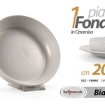 Piatto fondo tondo ceramica bianco design moderno cucina tavola elegante 20*5 cm