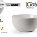 Ciotola insalatiera tonda ceramica bianca design moderno cucina tavola 17*8 cm