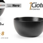 Ciotola insalatiera tonda ceramica nera design moderno cucina tavola 17*8 cm