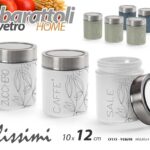 Set barattoli sale zucchero caffè vetro cucina dispensa moderno color ass 12 cm
