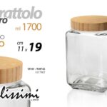 Barattolo cucina vetro tappo legno spezie sale zucchero caffè moderno 19*11 cm