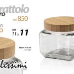 Barattolo cucina vetro tappo legno spezie sale zucchero caffè moderno 11*11 cm