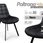 SEDIA TESSUTO VELLUTO NERO IMBOTTITA GAMBE METALLO PRANZO SALONE CUCINA UFFICIO