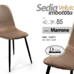 SEDIA VELLUTO MARRONE IMBOTTITA GAMBE METALLO NERO CUCINA PRANZO SALOTTO UFFICIO
