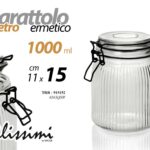 Barattolo ermetico vetro contenitore cucina dispensa conserve 1 litro 15*11 cm