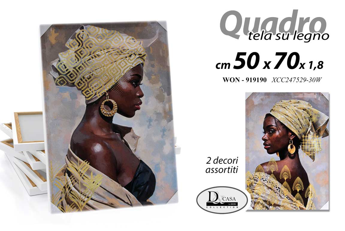 8025569919190 QUADRO STAMPA SU TELA Canvas LEGNO Donna SEXY AFRICA AFRICANA ASSORT 50*70cm - immagine 1