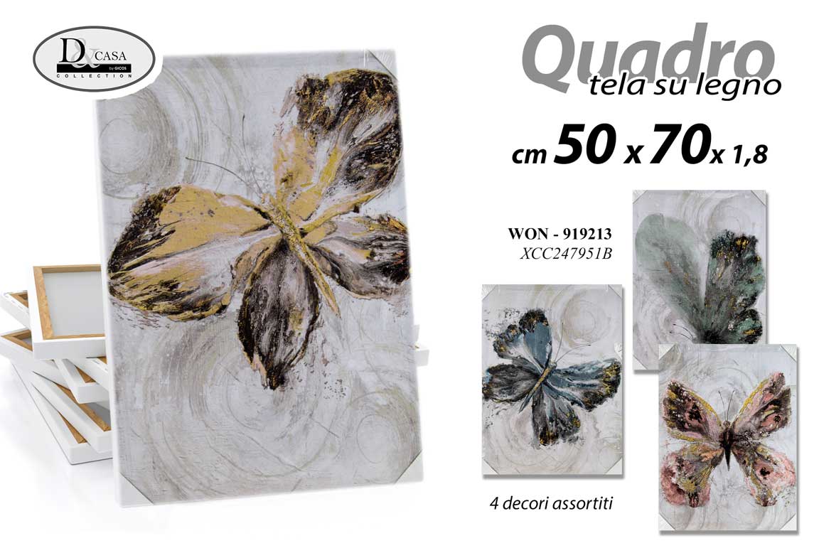 8025569919213 QUADRO STAMPA SU TELA Canvas LEGNO FARFALLE FARFALLE DIP COLORATE ASSORT 50*70 - immagine 1